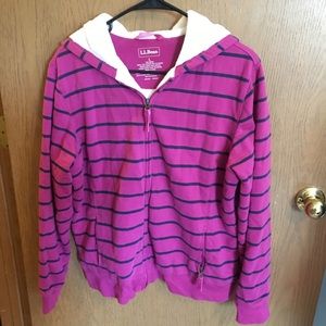 L.L.Bean striped fleece-lined hoodie. Large.